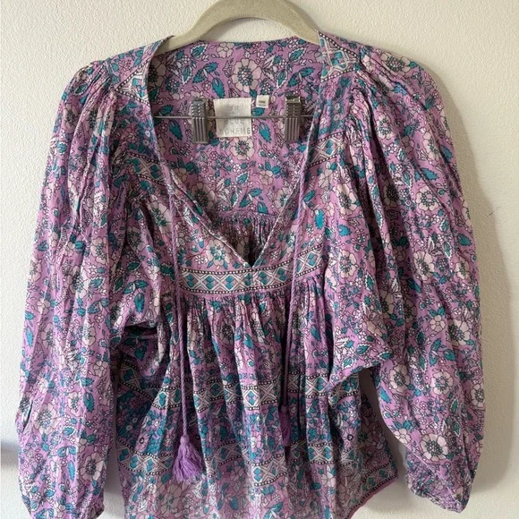 Boheme Lavender and Turquoise Patterned Blouse - Picture 1 of 5